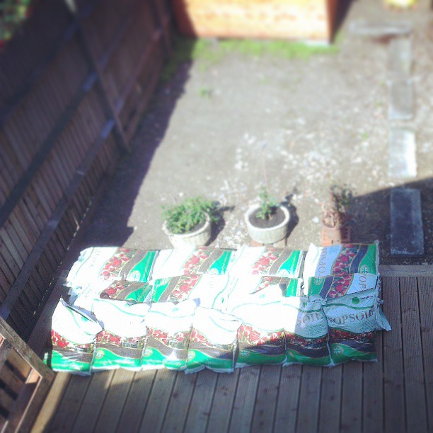 Yay, the topsoil has arrived. And, yes: gardening excites me a little.