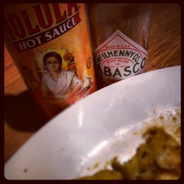 Tabasco AND Cholula chili&garlic sauce. Because your tongue only lives once.