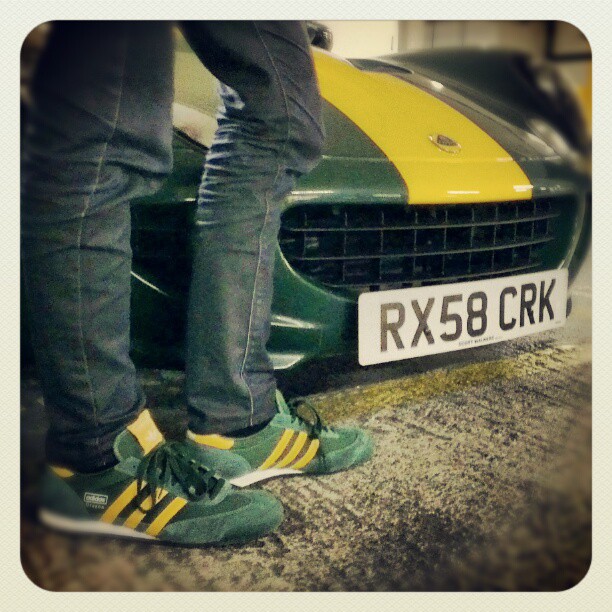 My new car goes really well with my new kicks.