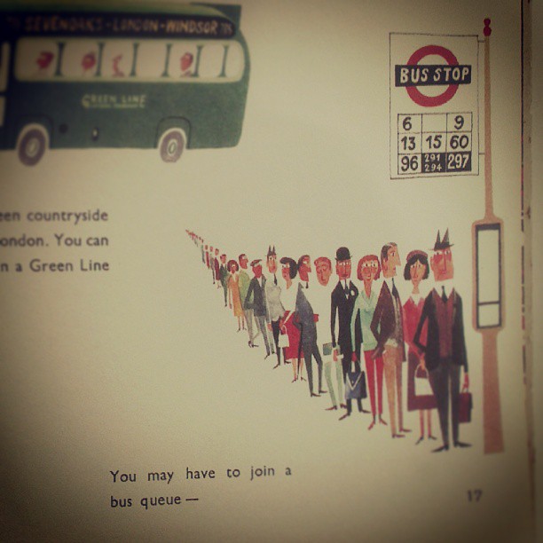 Relic from the 50s: queuing for the bus.