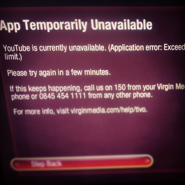 So much for streaming 2 hours' worth of Chopin on YouTube via Virgin TiVo.