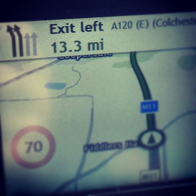 Bad UX. "Exit left" OMG! "...in 13 miles" oh.